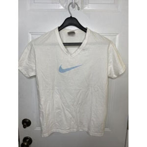 Y2k vintage nike blue glitter swoosh t-shirt Size Large White